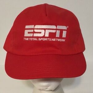 𝅺vintage ESPN Snapback Hat Red USA baseball Cap New